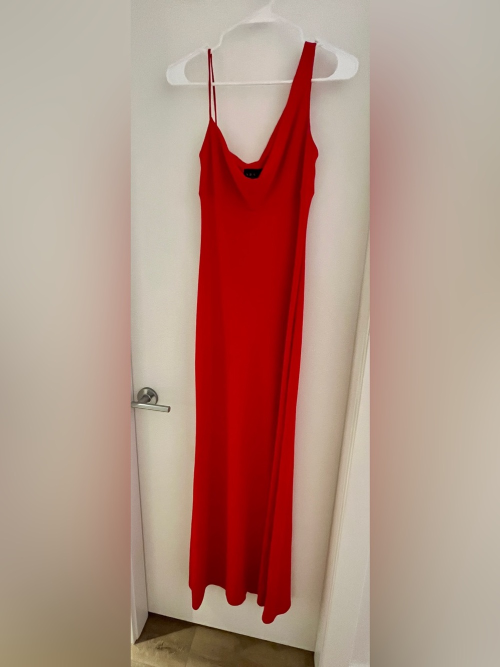 Vintage Red Maxi Slip Dress with Cowl Neck